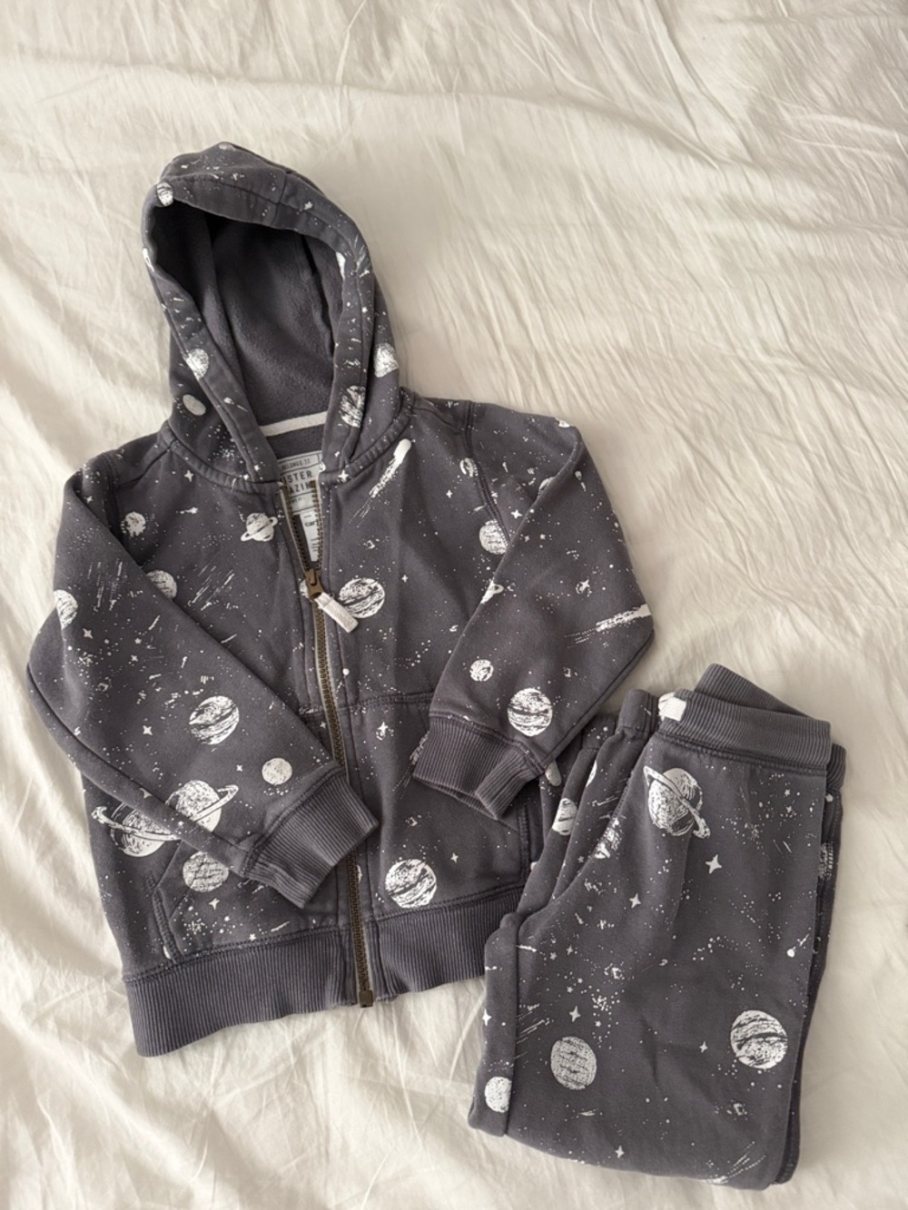 Carter's Gray Space Print Zip Hoodie & Joggers Set (unisex)